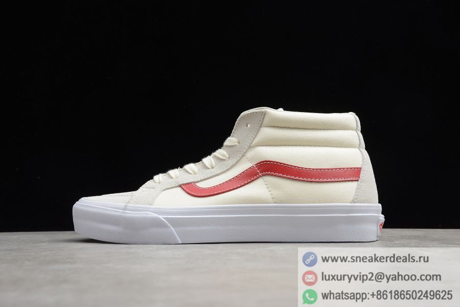 Vans Sk8 MID Reissue Suede Canvas Beige Red VN0A391FOXS Unisex Skate Shoes